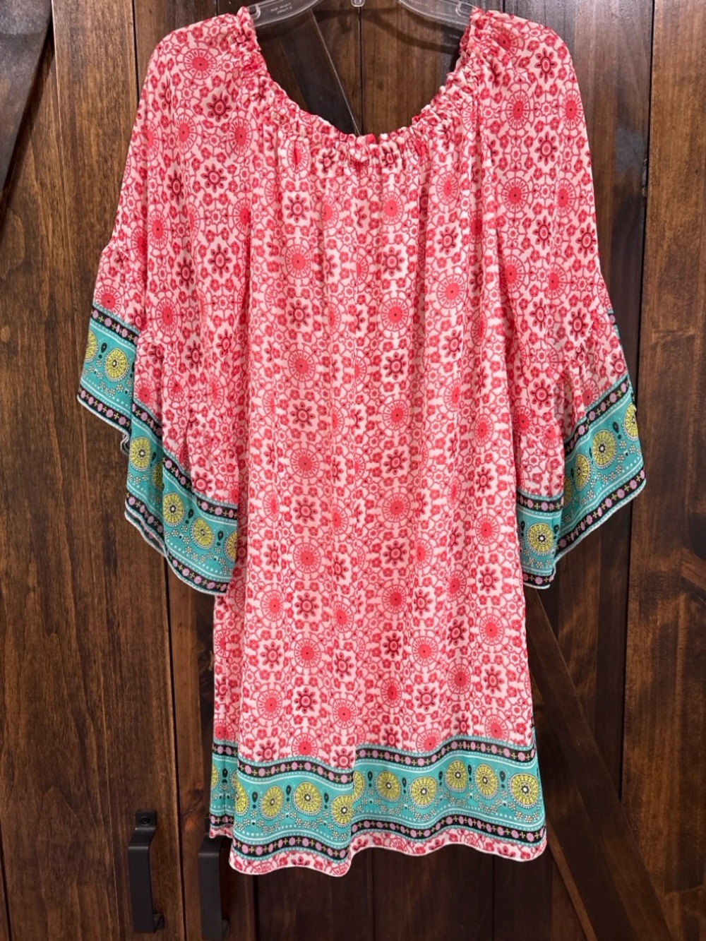 Boho Peasant Off Shoulder Bell Sleeve Floral‎ Tunic Top Small USA